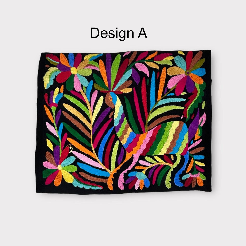 Custom Placemats | Folk Art Mexican | Boho Embroidery | Otomi Dark Rainbow Dining room accessories