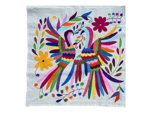 Mexican Tapestry Wall Art | Otomi embroidery pattern | Embroidered Wall Art | Boho Embroidery | Kissing Rainbow Birds from Tenango de Doria