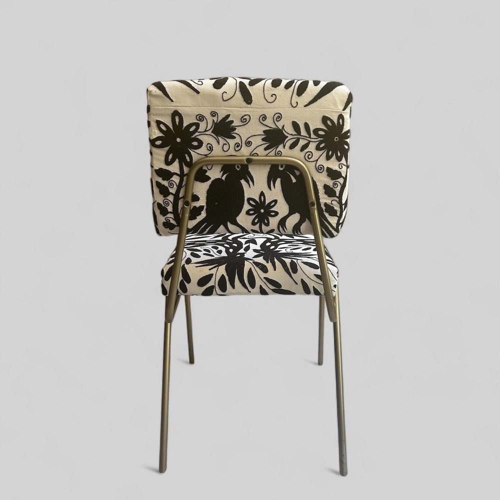 Hand Embroidered Otomi Upholstered Chair | Kissing Birds | Mexican Folk Art | Tenango de Doria