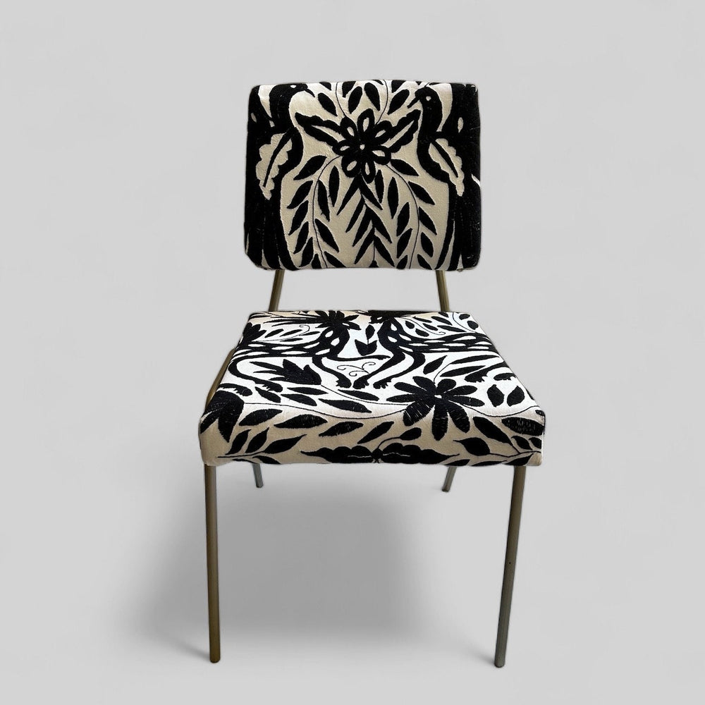 Hand Embroidered Otomi Upholstered Chair | Kissing Birds | Mexican Folk Art | Tenango de Doria