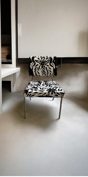 Hand Embroidered Otomi Upholstered Chair | Kissing Birds | Mexican Folk Art | Tenango de Doria