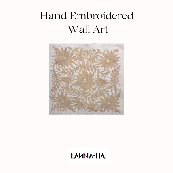Mexican Tapestry Wall Art | Otomi embroidery pattern | Embroidered Wall Art | Boho Embroidery | Otomi Ofelia Tan Wind from Tenango de Doria
