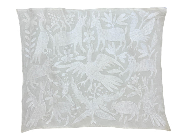 Otomi Embroidery Pattern | Boho Embroidery | Custom embroidery Art | Artistic Framing | Otomi White Garden from Tenango de Doria