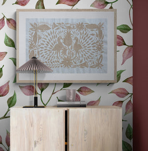 Medium Boho Wall Hanging | Floating Frame | Gift for Art Lover | Boho Embroidery | Otomi Tan Sky from Tenango de Doria