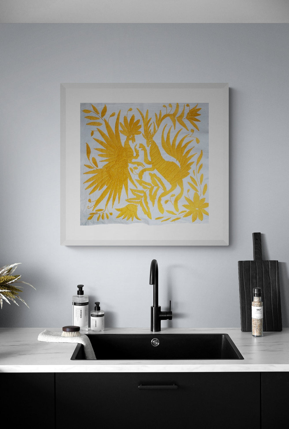 Otomi Hand embroidered Wall Hanging | Mexican Embroidery Art | Yellow dream