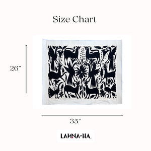 Mexican Wall Art | Large embroidery | Black & Ivory Unique Wall Decor | Otomi Art Framed Textiles from Tenango de Doria