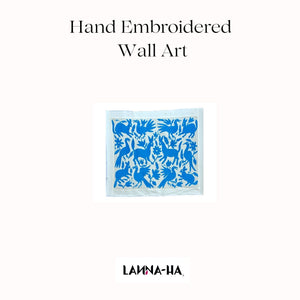 Otomi Embroidery Pattern | Boho Embroidery | Custom embroidery Art | Artistic Framing | Otomi Cian Garden from Tenango de Doria