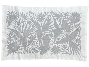 Mexican Tapestry Wall Art | Embroidered Wall Art | Boho Embroidery | Otomi embroidery Pattern in Silver dream from Tenango de Doria