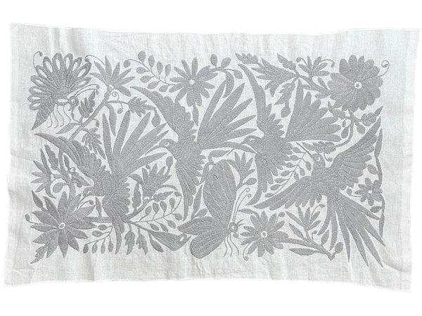 Mexican Tapestry Wall Art | Embroidered Wall Art | Boho Embroidery | Otomi embroidery Pattern in Silver dream from Tenango de Doria