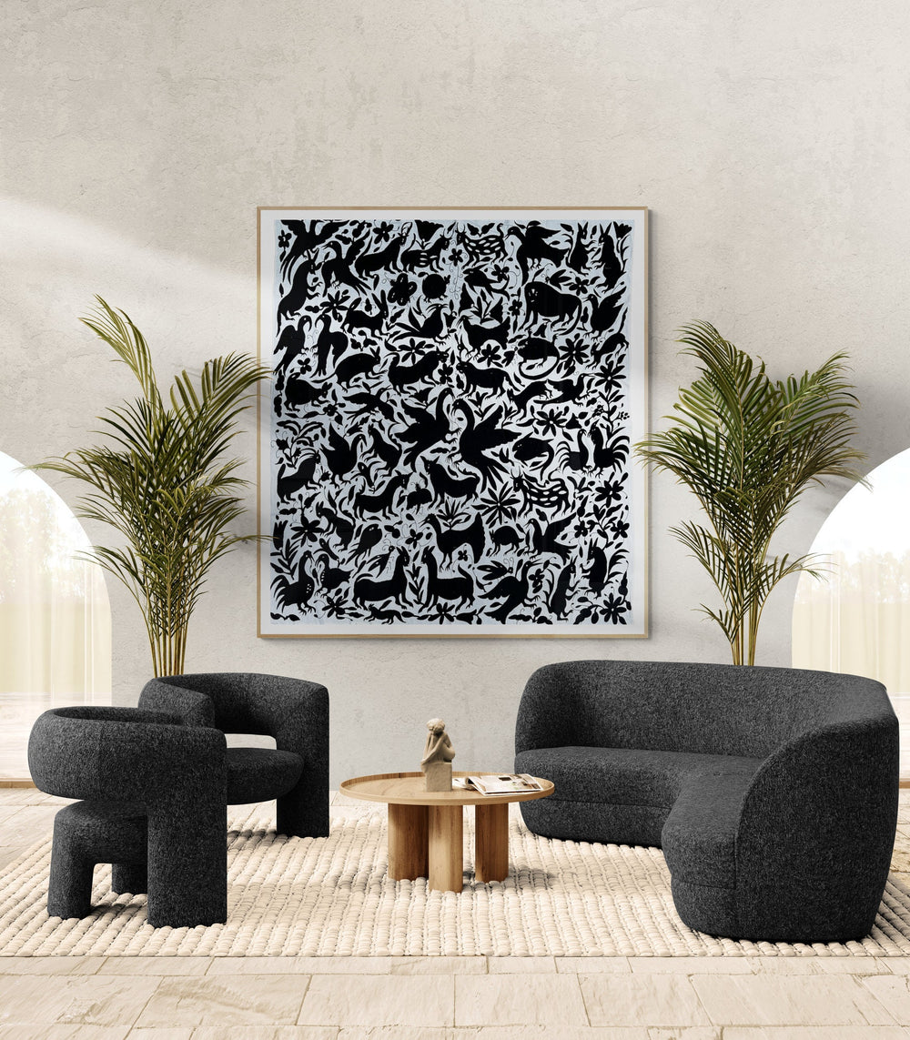 Mexican Tapestry Wall Art | Embroidered Tapestry Art | Boho embroidery | Every Otomi original in Dark Garden from Tenango de Doria