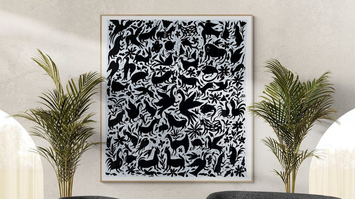 Mexican Tapestry Wall Art | Embroidered Tapestry Art | Boho embroidery | Every Otomi original in Dark Garden from Tenango de Doria