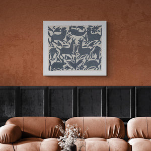 Mexican Tapestry Wall Art | Boho Embroidery | Otomi Gloria Grey dreams | Otomi embroidery pattern | Custom Embroidery Art | Tenango de Doria