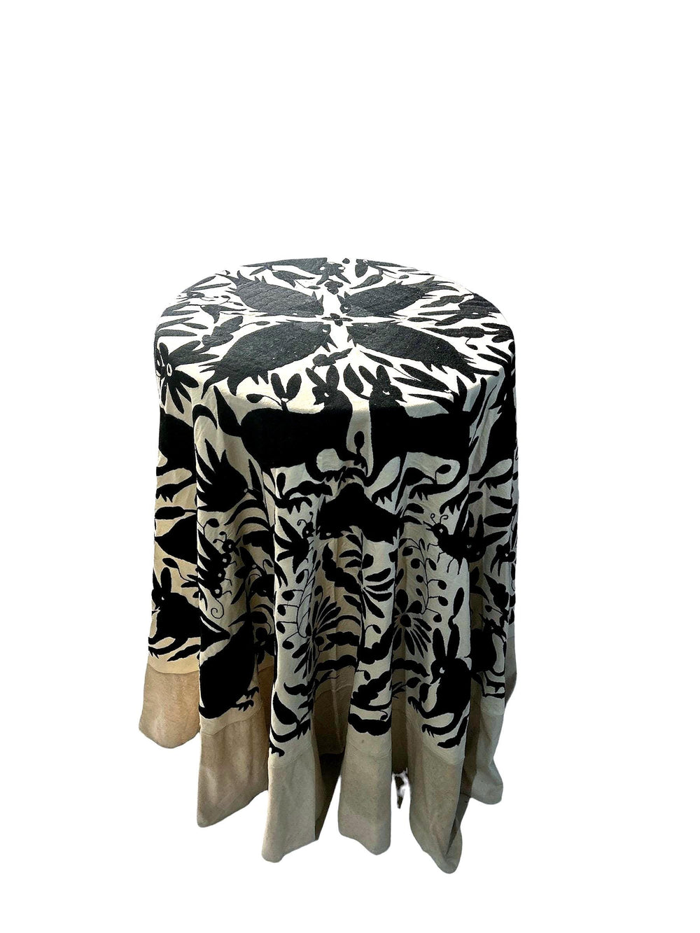 Custom Tablecloth | Boho Embroidery | Folk Art Mexican | Embroidered Table Linens | Otomi Rainbow Round Tablecloth from Tenango de Doria