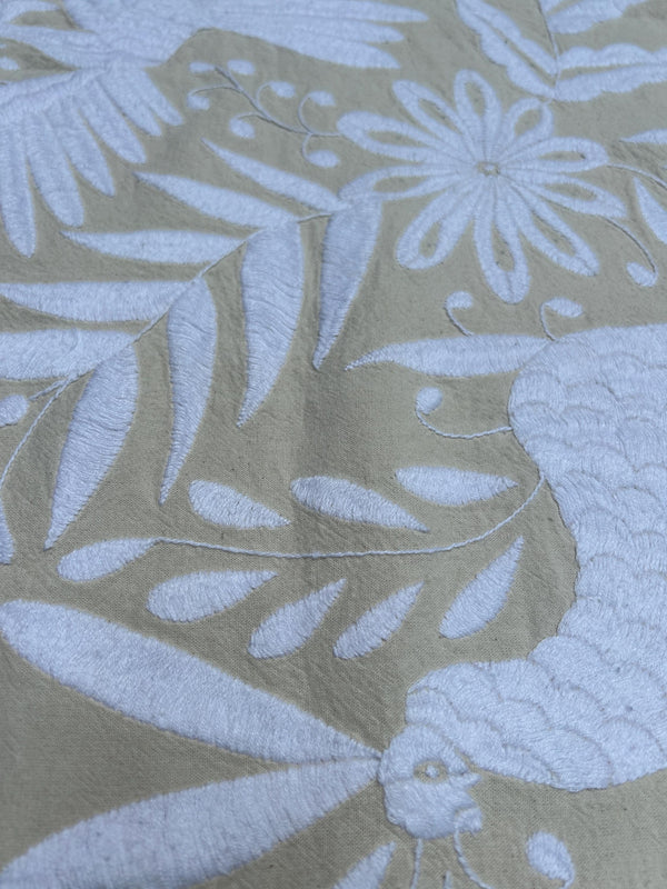Otomi Table Runner | Mexican Table Runner | Otomi | Large Embroidery | White quiet path from Tenango de Doria