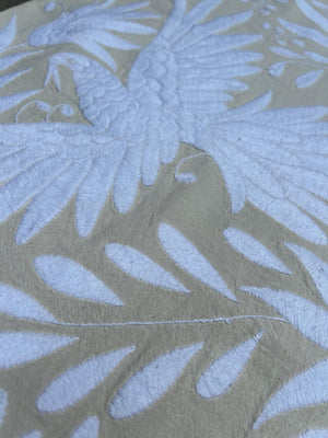 Otomi Table Runner | Mexican Table Runner | Otomi | Large Embroidery | White quiet path from Tenango de Doria