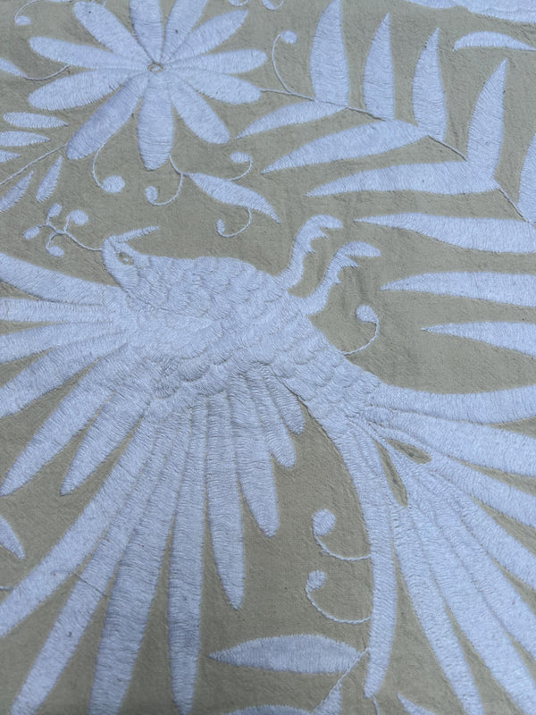 Otomi Table Runner | Mexican Table Runner | Otomi | Large Embroidery | White quiet path from Tenango de Doria