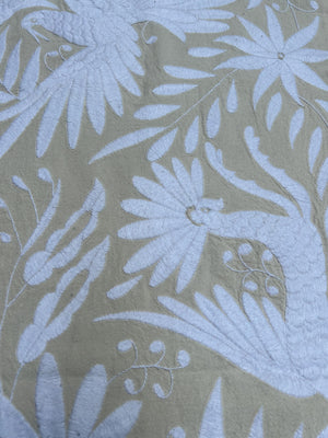 Otomi Table Runner | Mexican Table Runner | Otomi | Large Embroidery | White quiet path from Tenango de Doria