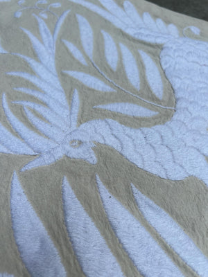 Otomi Table Runner | Mexican Table Runner | Otomi | Large Embroidery | White quiet path from Tenango de Doria