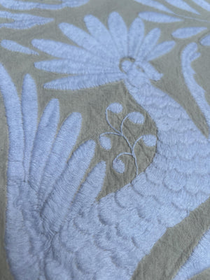 Otomi Table Runner | Mexican Table Runner | Otomi | Large Embroidery | White quiet path from Tenango de Doria