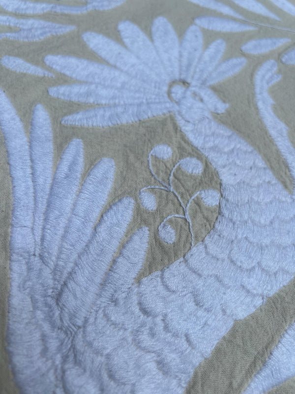 Otomi Table Runner | Mexican Table Runner | Otomi | Large Embroidery | White quiet path from Tenango de Doria
