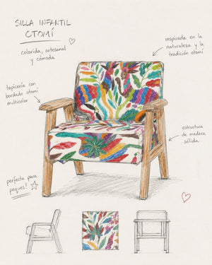 Home Decor Folk Art | Boho Embroidery | Otomi Tiny Armchair | Pet Furniture | Gift for art lover from Tenango de Doria