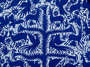 Mexican Tapestry Wall Art | Boho Embroidery | Artistic Framing | Otomi Royal Blue Spectrum from Tenango de Doria
