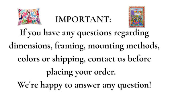Boho Wall Art Small | Otomi Embroidery Pattern | Unique Art Gift | Custom Frame | Otomi Natalia Royal Pink from Tenango de Doria