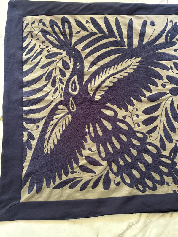 Mexican Tapestry Wall Art | Boho Embroidery | Artistic Framing| Gift for art lover | Otomi Moonlight Garden from Tenango de Doria