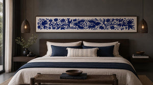 Mexican Tapestry Wall Art | Boho Embroidery | Artistic framing | Embroidered Wall Art | Otomi Talavera Garden from Tenango de Doria
