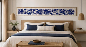 Mexican Tapestry Wall Art | Boho Embroidery | Artistic framing | Embroidered Wall Art | Otomi Talavera Garden from Tenango de Doria