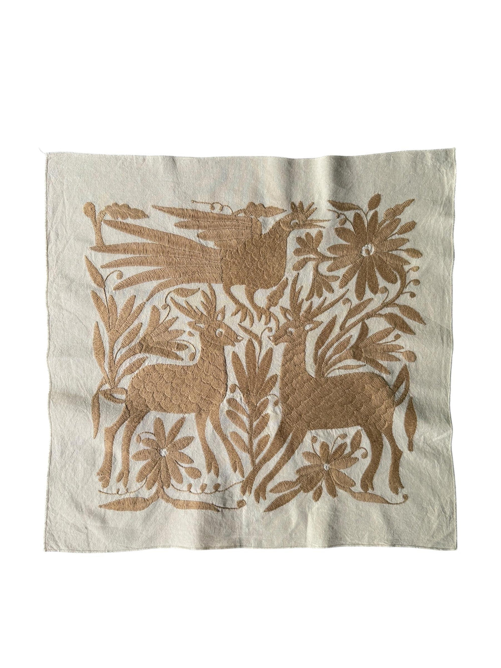 Mexican Tapestry Wall Art | Otomi embroidery pattern | Customizable wall art | Boho Embroidery | Ofelia Tan Deers from Tenango de Doria
