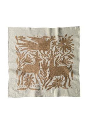 Mexican Tapestry Wall Art | Otomi embroidery pattern | Customizable wall art | Boho Embroidery | Ofelia Tan Deers from Tenango de Doria