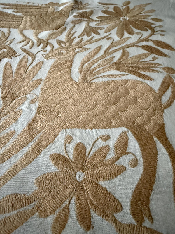 Mexican Tapestry Wall Art | Otomi embroidery pattern | Customizable wall art | Boho Embroidery | Ofelia Tan Deers from Tenango de Doria