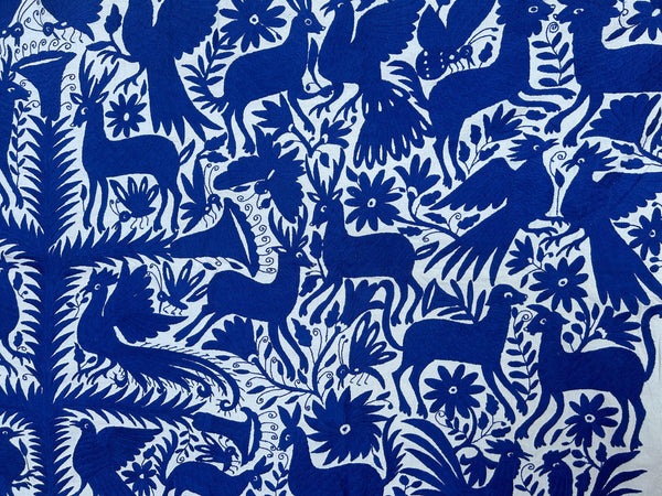 Mexican Tapestry Wall Art | Boho Embroidery | Artistic Framing | Otomi Royal Blue Spectrum from Tenango de Doria
