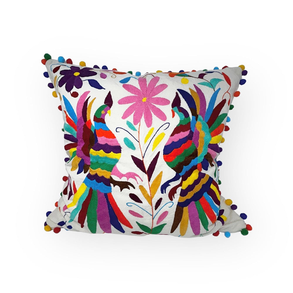 Mexican Folk Art pillow | Boho Embroidery | Mexican Cushion, insert included | Otomi Rainbow Dream from Tenango de Doria