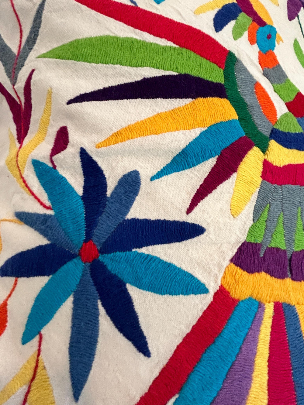 Mexican Folk Art pillow | Boho Embroidery | Mexican Cushion, insert included | Otomi Rainbow Dream from Tenango de Doria