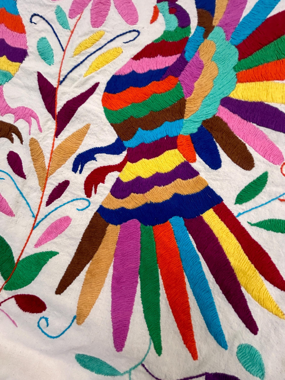 XS Hand Embroidered Otomi Lumbar Pillow Cover | Mexican Cushion, Insert Included | Rainbow Dream | Folk Art Pillow from Tenango de Doria