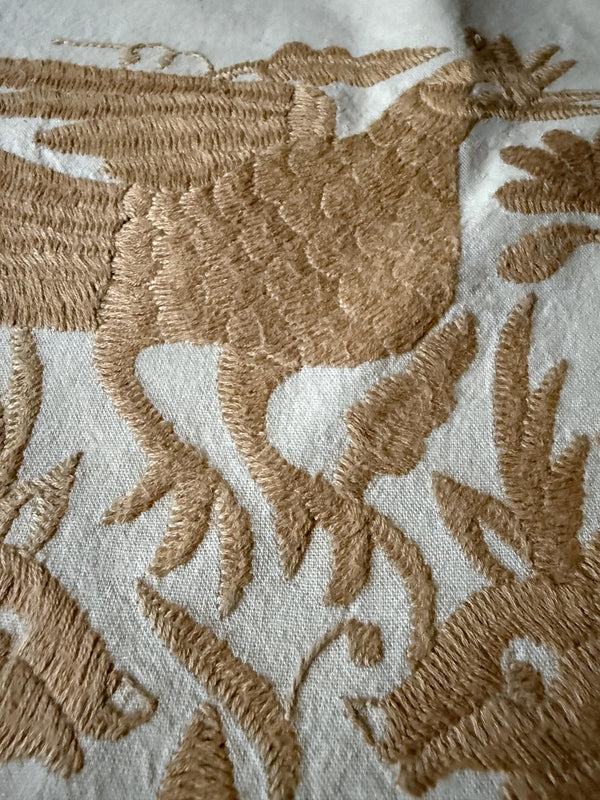 Mexican Tapestry Wall Art | Otomi embroidery pattern | Customizable wall art | Boho Embroidery | Ofelia Tan Deers from Tenango de Doria
