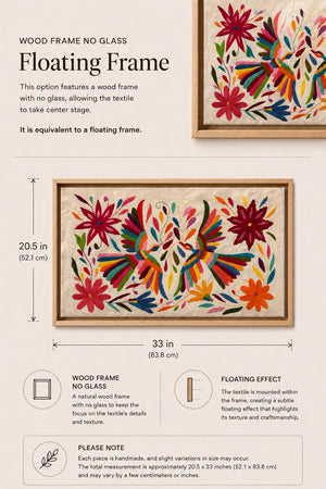 Medium Boho Wall Hanging | Boho Embroidery | Custom Frame | Gift for Art Lover | Otomi Rainbow Sky from Tenango de Doria