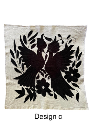 Mexican Tapestry Wall Art | Otomi embroidery pattern | Customizable wall art | Boho Embroidery | Custom Frame | Otomi Black Ofelia Garden