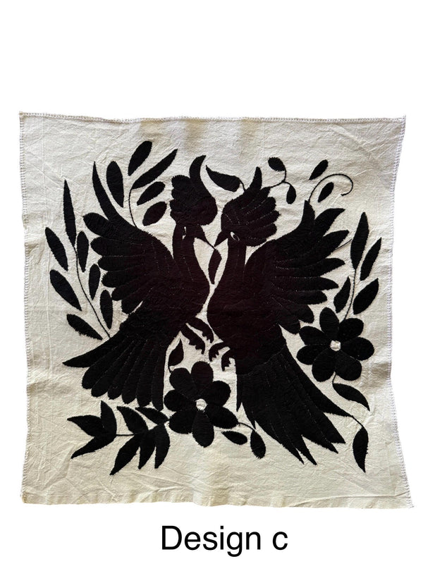 Mexican Tapestry Wall Art | Otomi embroidery pattern | Customizable wall art | Boho Embroidery | Custom Frame | Otomi Black Ofelia Garden