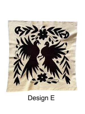 Mexican Tapestry Wall Art | Otomi embroidery pattern | Customizable wall art | Boho Embroidery | Custom Frame | Otomi Black Ofelia Garden
