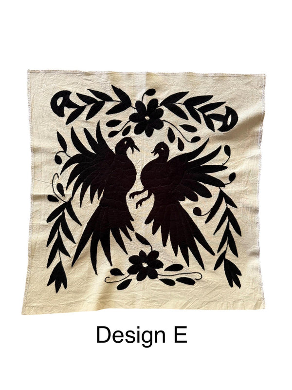 Mexican Tapestry Wall Art | Otomi embroidery pattern | Customizable wall art | Boho Embroidery | Custom Frame | Otomi Black Ofelia Garden