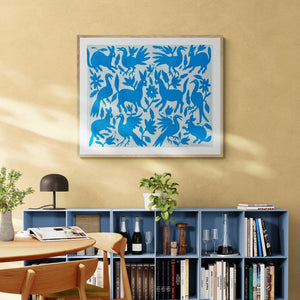 Otomi Embroidery Pattern | Boho Embroidery | Custom embroidery Art | Artistic Framing | Otomi Cian Garden from Tenango de Doria