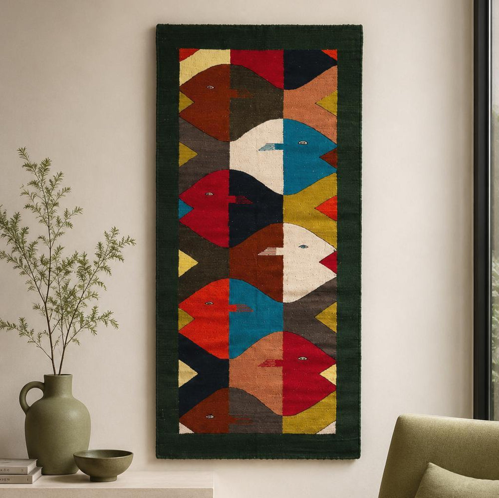 Mexican Wool Wall Hanging | Handwoven Chiapas Textile | Textile Wall Art | Mexican Tapestry | Mexican Home Decor