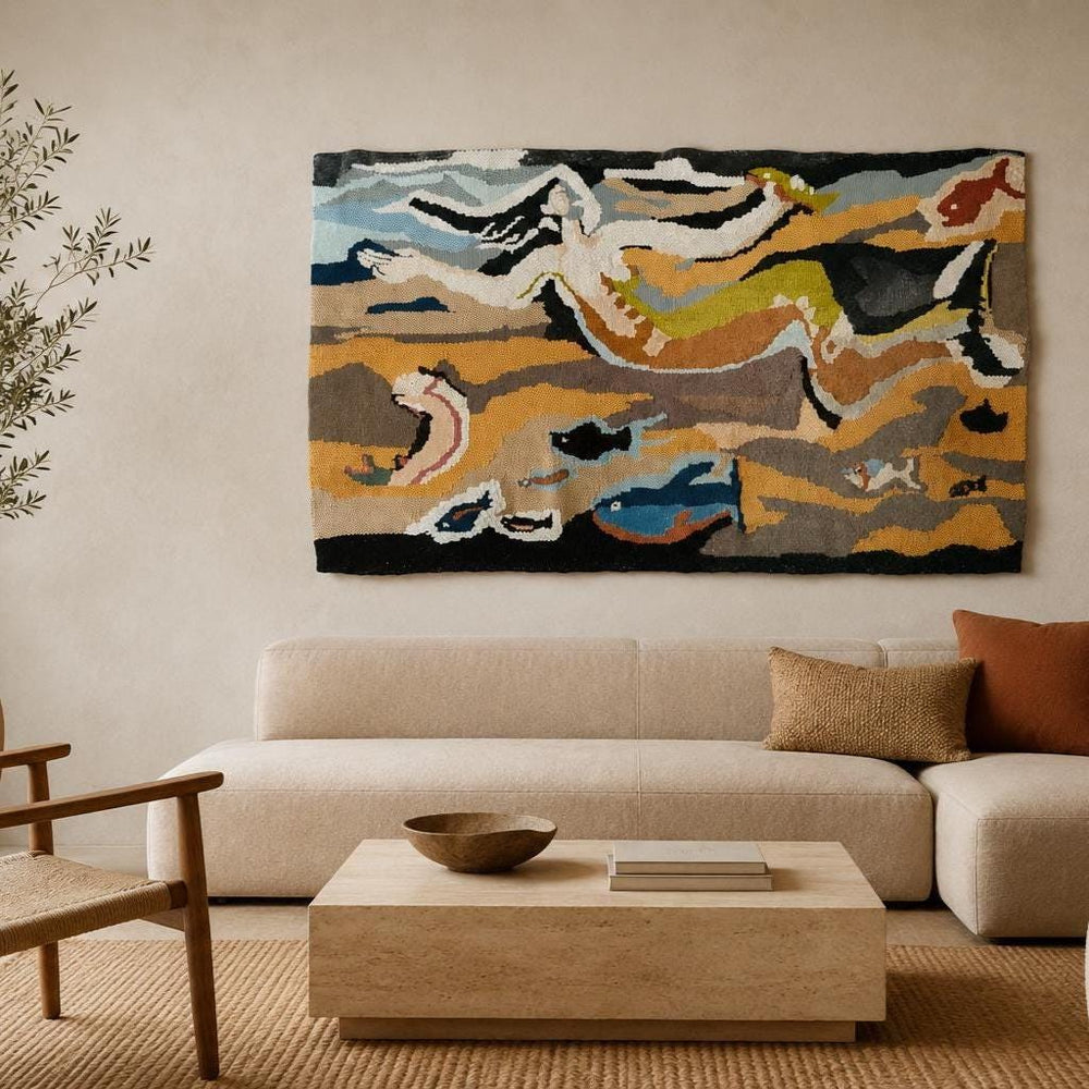 Mexican Tapestry Wall Art | Yarn Art | Textile Design Art | Siren Fish Wall Tapestry | Interior Design Art | Custom Tapestry