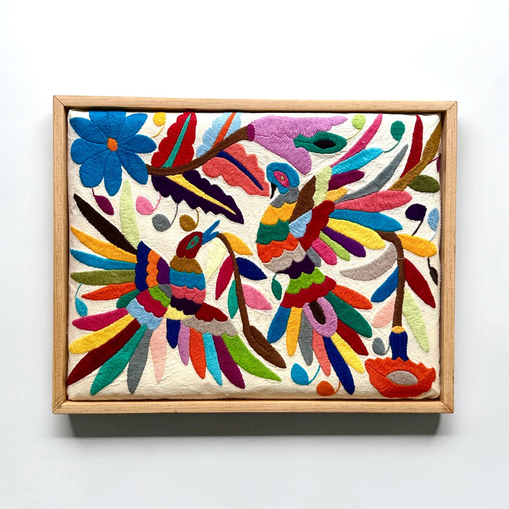 Boho Wall Art Small | Otomi Embroidery Pattern | Unique Art Gift | Custom Frame | Otomi Natalia Royal Rainbow from Tenango de Doria