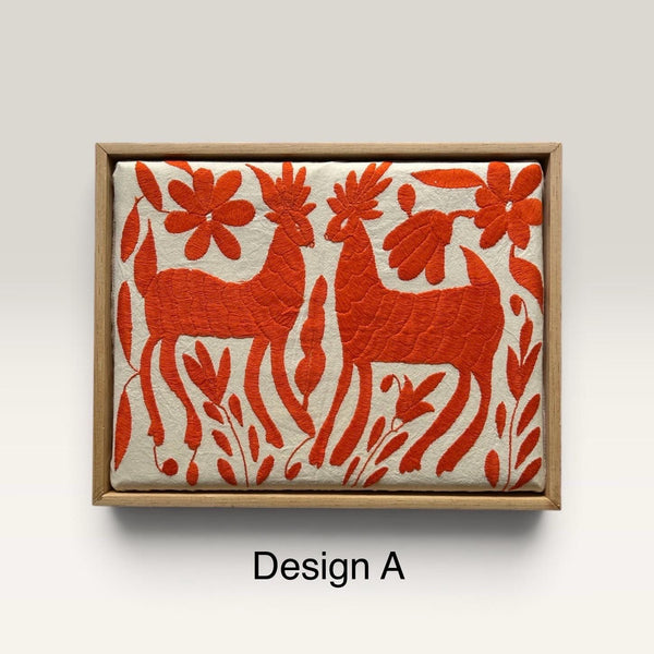 Boho Wall Art Small | Otomi Embroidery Pattern | Unique Art Gift | Custom Frame | Otomi Natalia Royal Orange from Tenango de Doria
