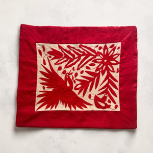 Boho Wall Art Small | Otomi Embroidery Pattern | Unique Art Gift | Custom Frame | Otomi Natalia Royal Red from Tenango de Doria