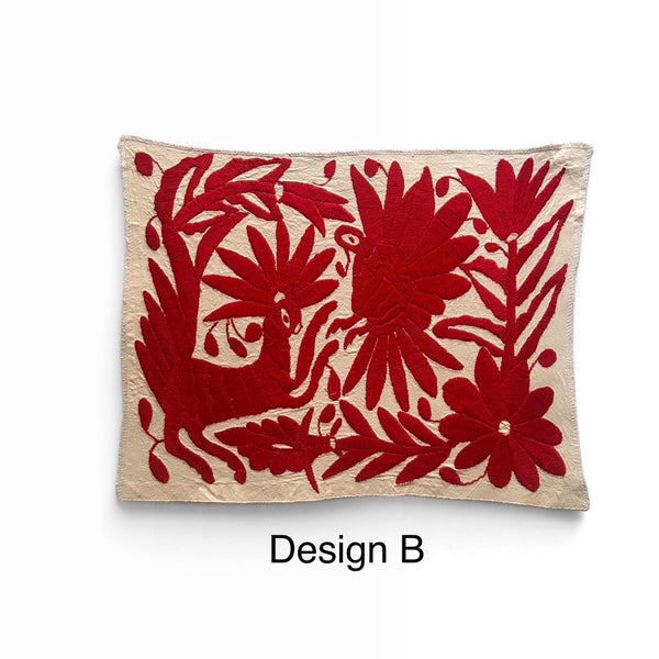 Boho Wall Art Small | Otomi Embroidery Pattern | Unique Art Gift | Custom Frame | Otomi Natalia Royal Red from Tenango de Doria